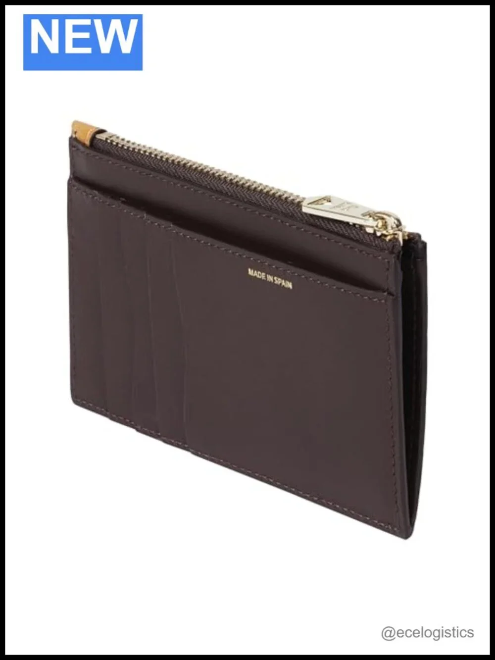 Leather Zip Coin Purse with Card Pockets, Stripe Pattern, Wristlet